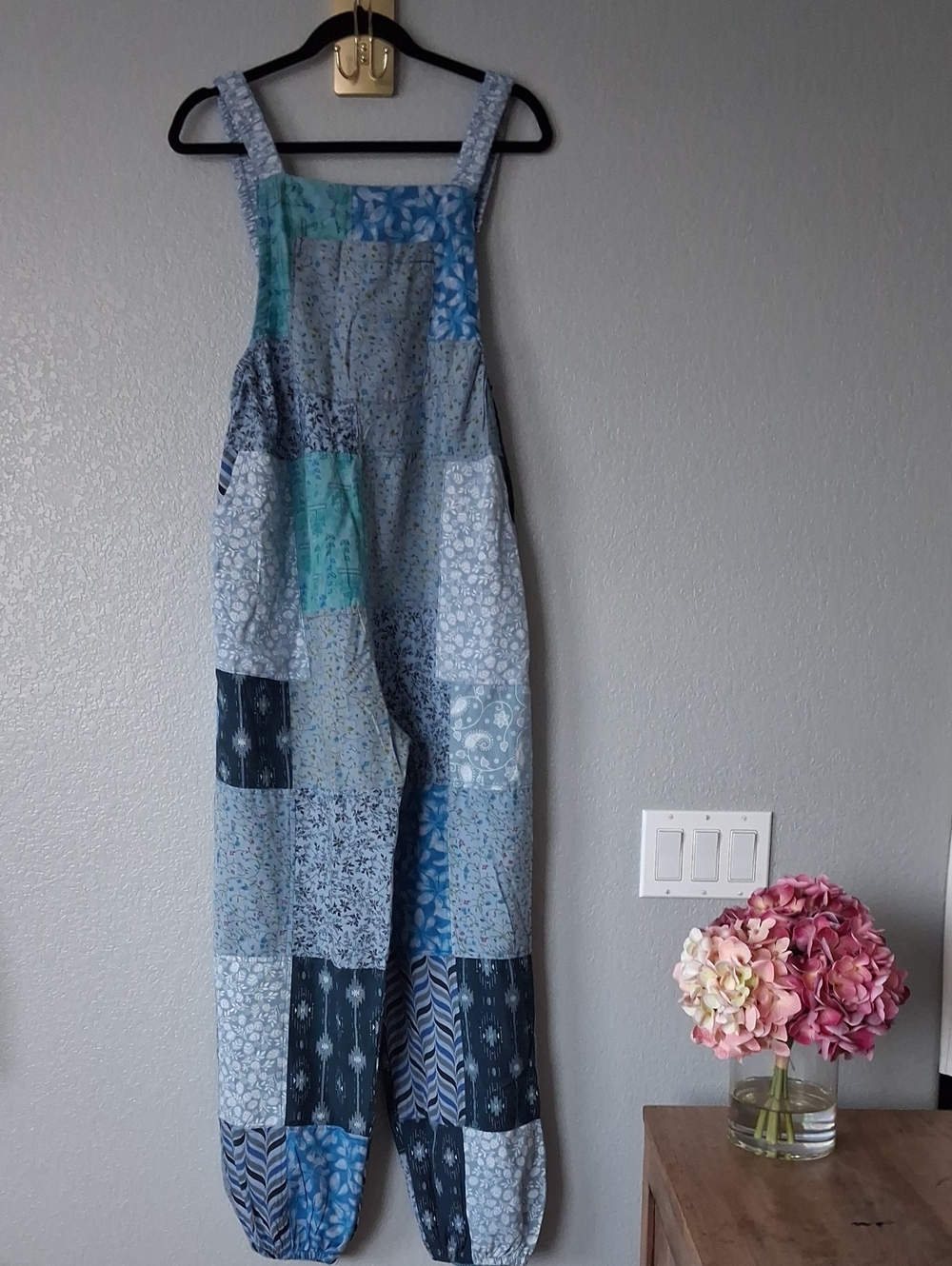 Rising International Teal & Light Blue Patchwork Cotton Jumpsuit